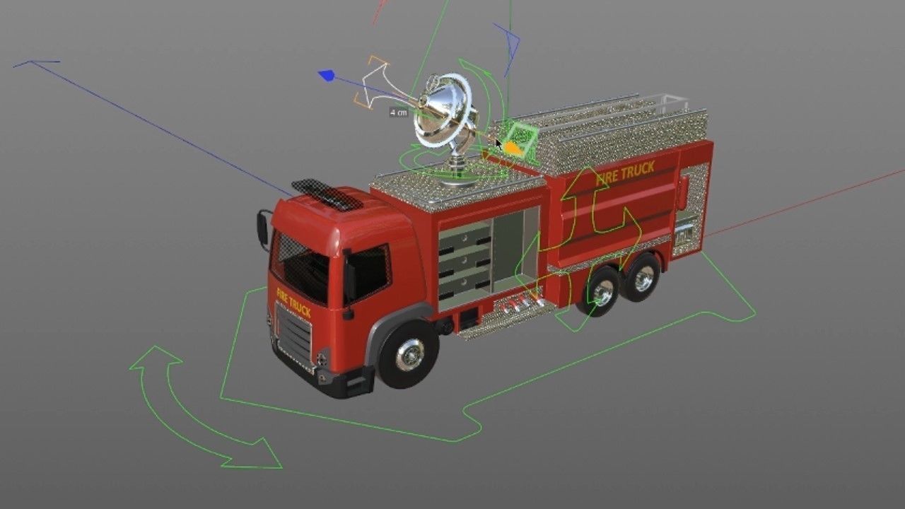 3D model of  rigged Fire Truck cartoon ready to animate 3D model_15