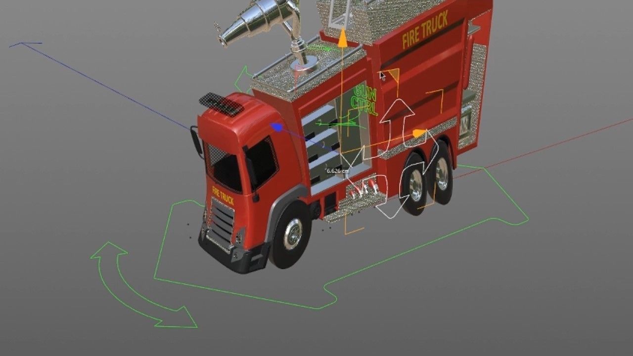 3D model of  rigged Fire Truck cartoon ready to animate 3D model_8