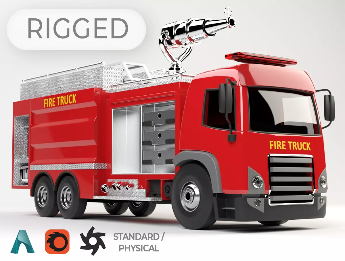 3D model of  rigged Fire Truck cartoon ready to animate 3D model_0