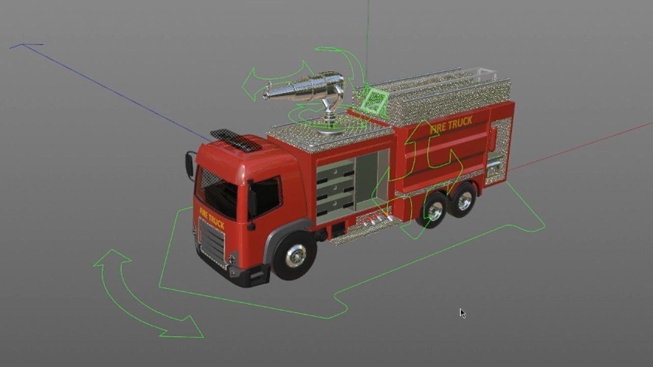 3D model of  rigged Fire Truck cartoon ready to animate 3D model_6