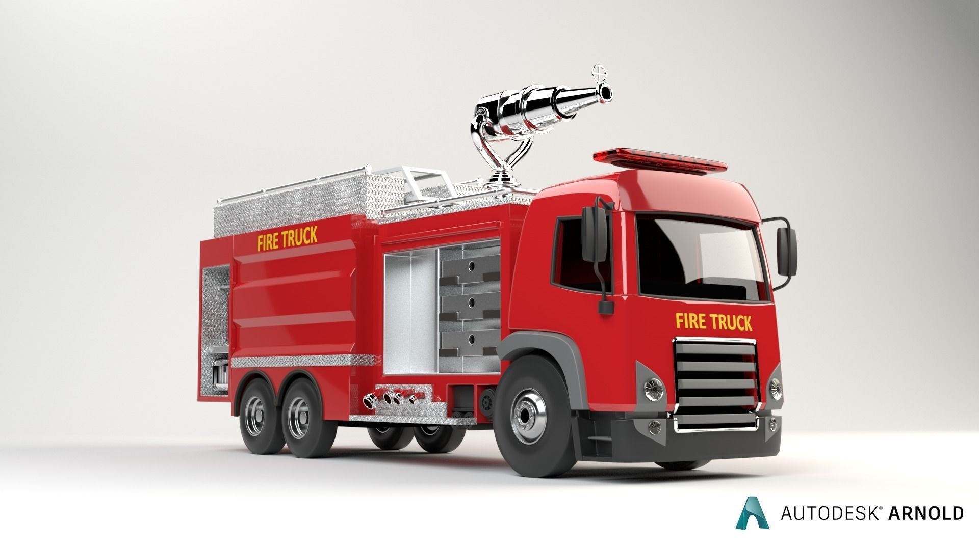 3D model of  rigged Fire Truck cartoon ready to animate 3D model_1