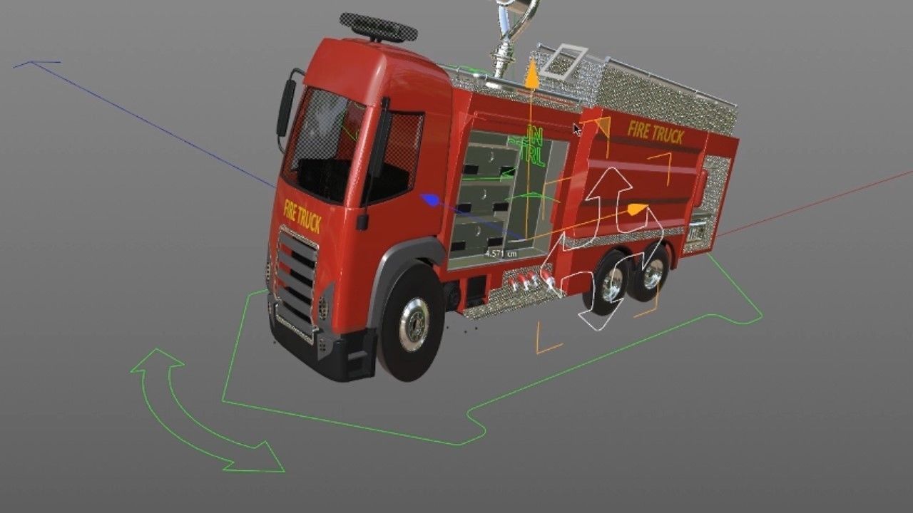 3D model of  rigged Fire Truck cartoon ready to animate 3D model_9