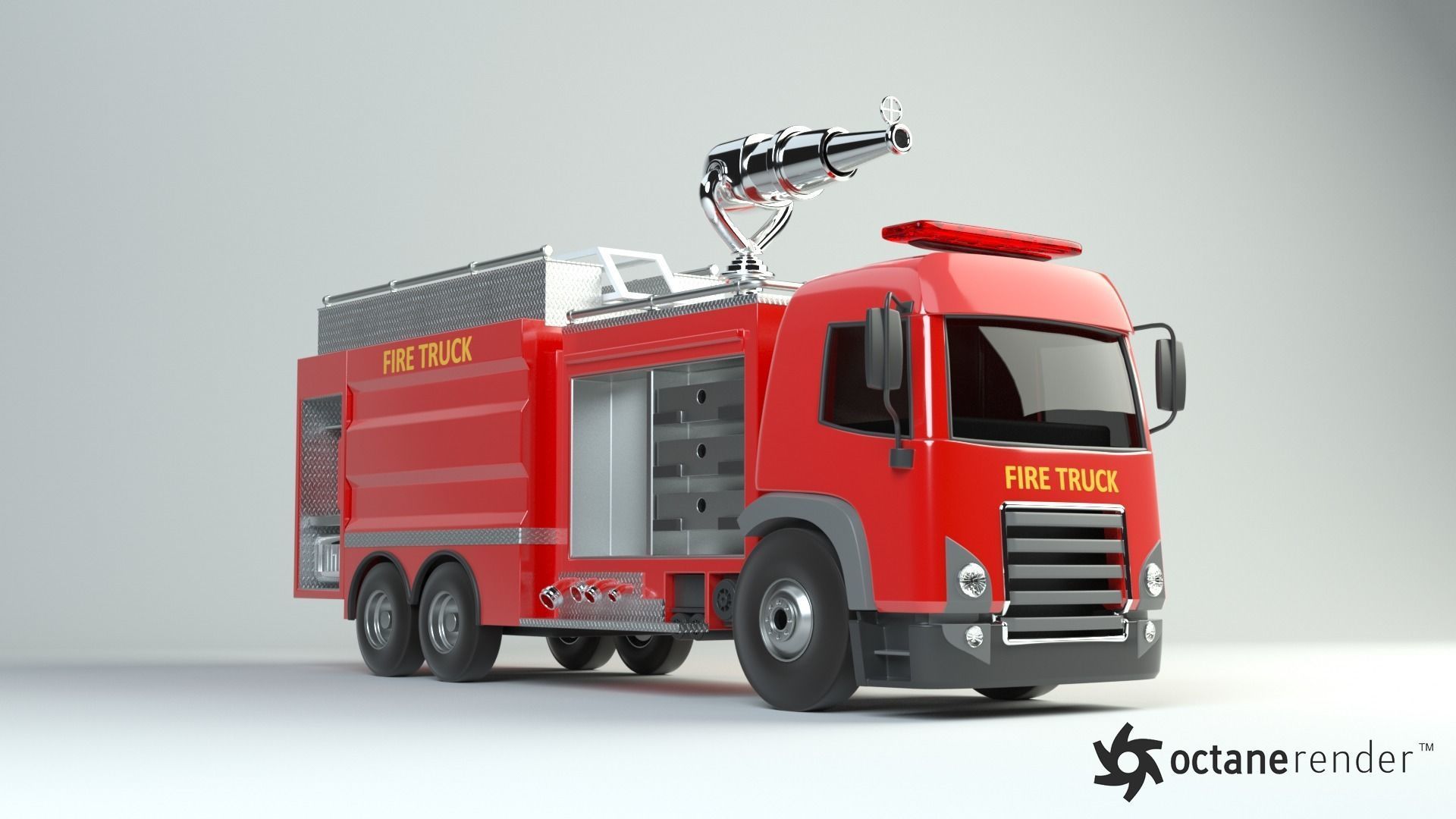 3D model of  rigged Fire Truck cartoon ready to animate 3D model_3