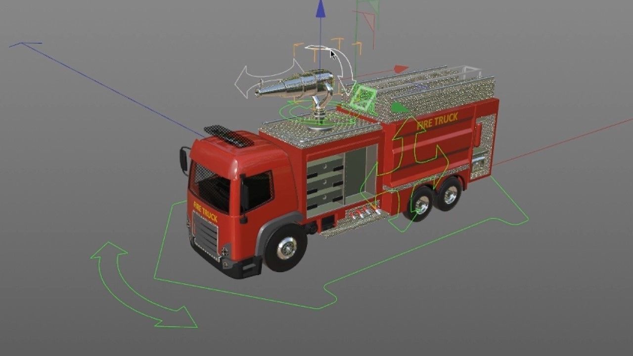 3D model of  rigged Fire Truck cartoon ready to animate 3D model_12