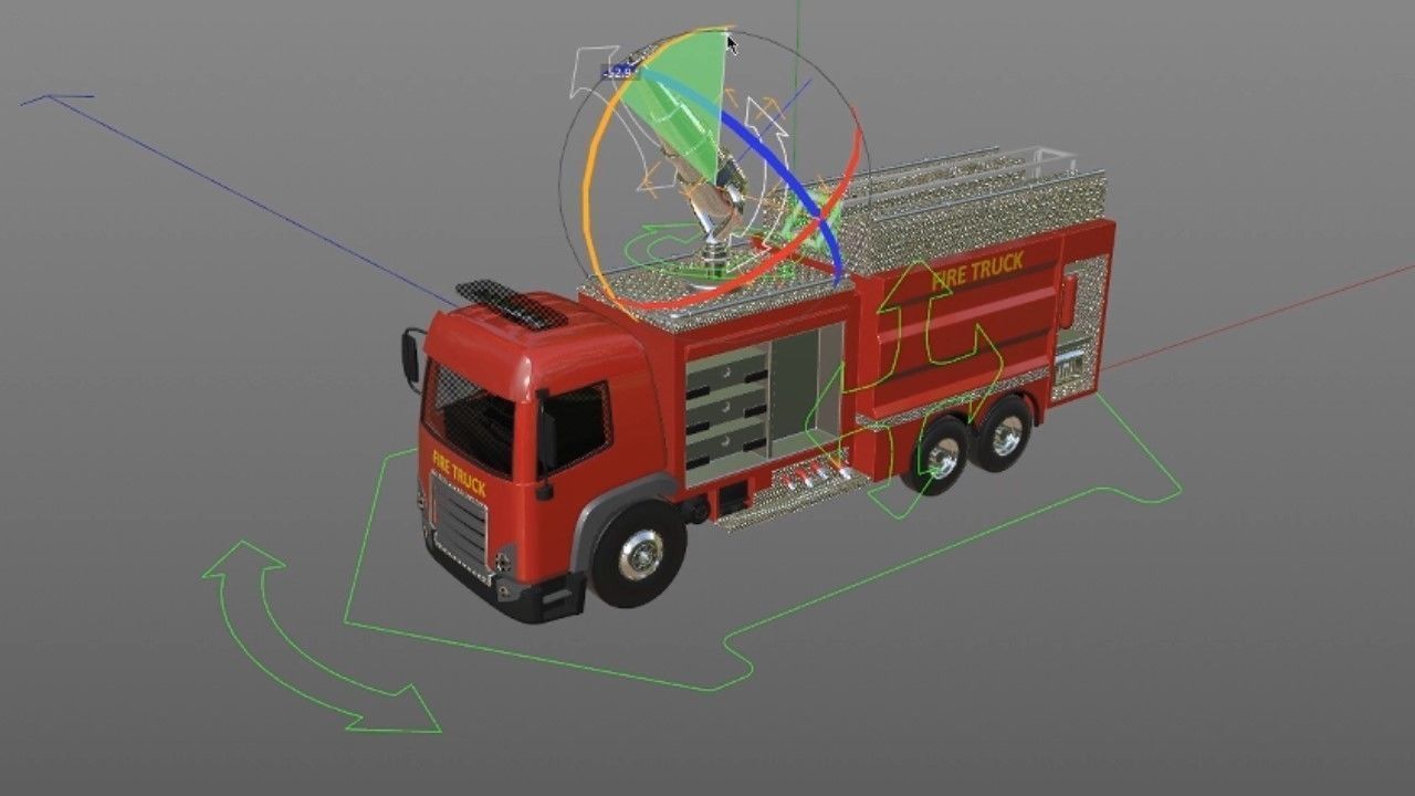 3D model of  rigged Fire Truck cartoon ready to animate 3D model_13