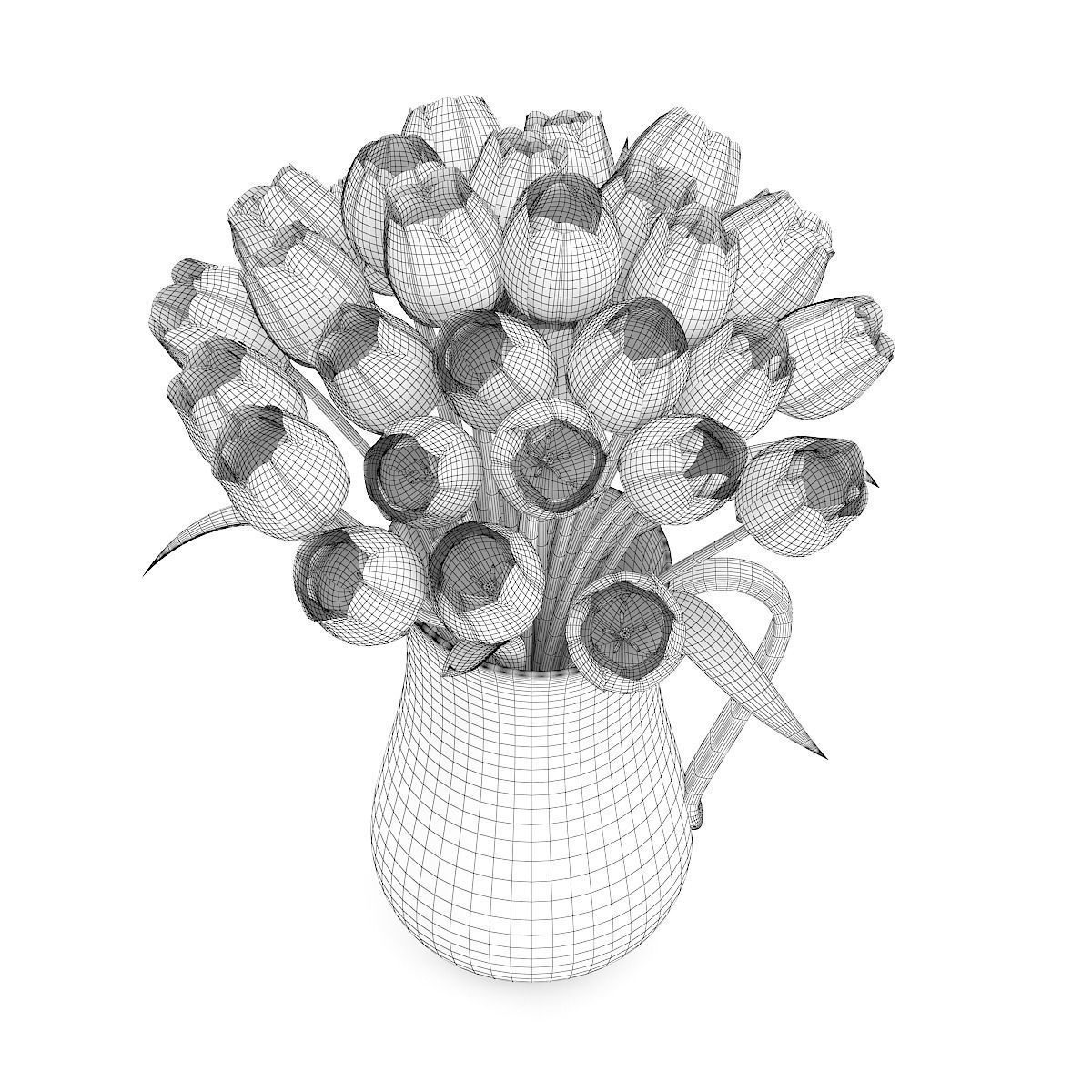 Red and White Tulips 3D model_5
