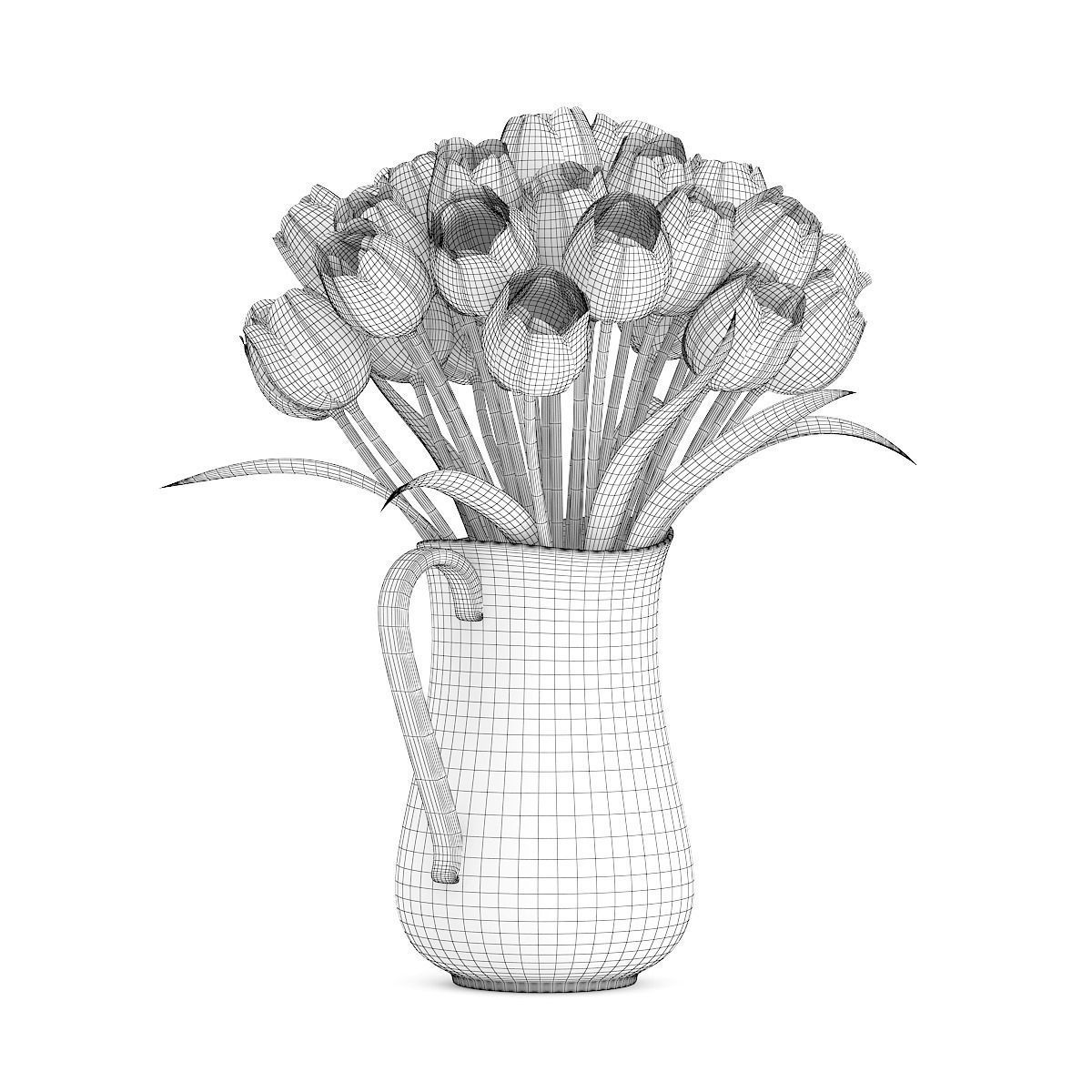 Red and White Tulips 3D model_3
