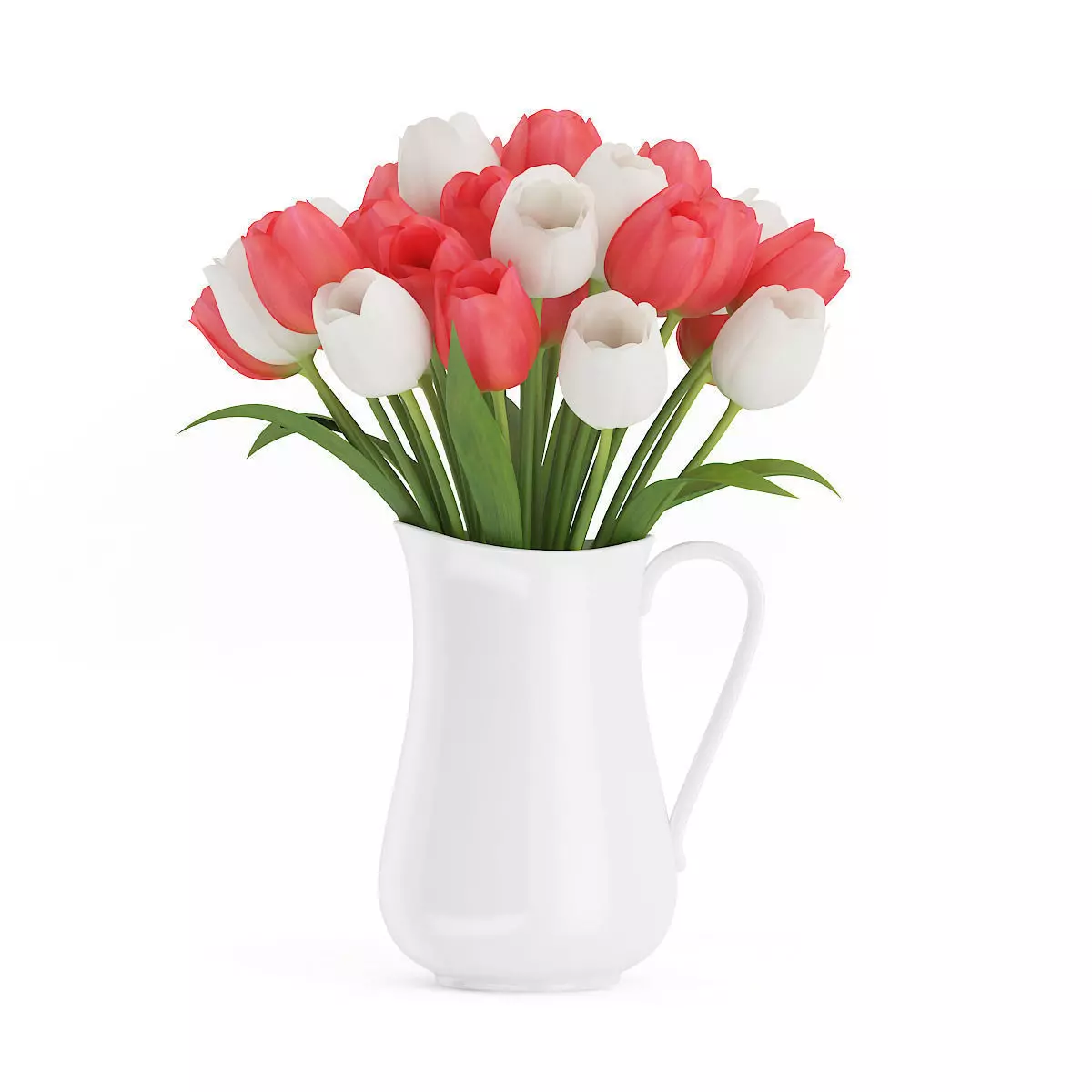 Red and White Tulips 3D model_0