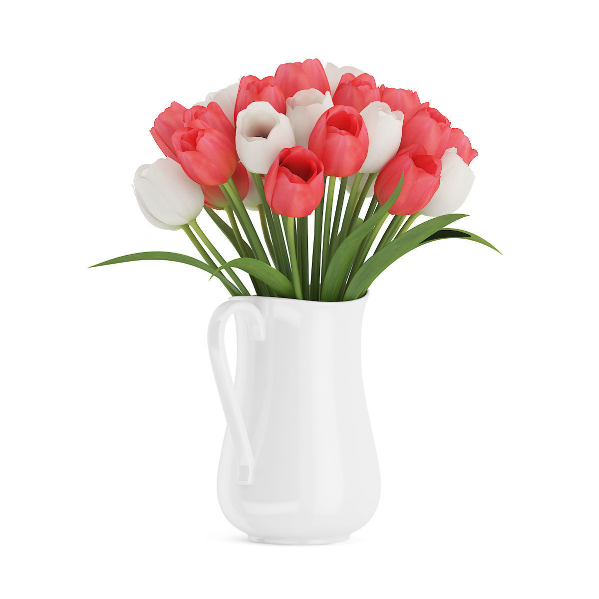Red and White Tulips 3D model_2