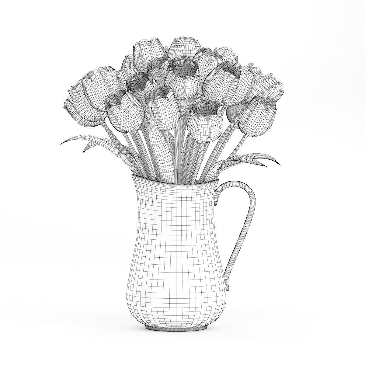 Red and White Tulips 3D model_1