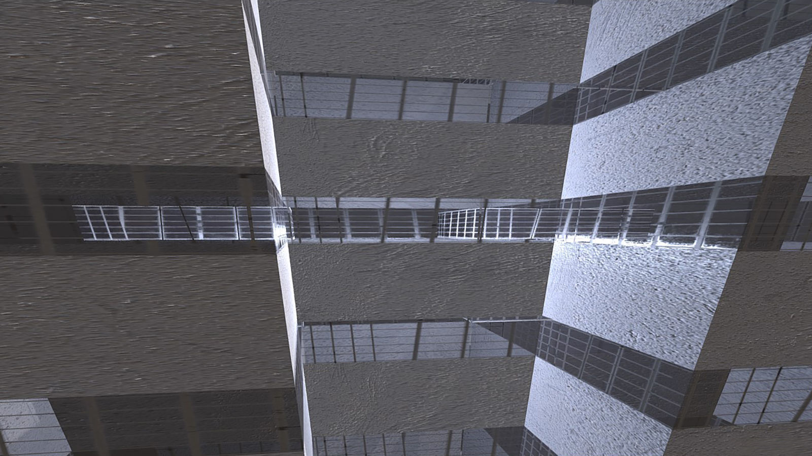 Dystopian Block Building Low-poly 3D model_4