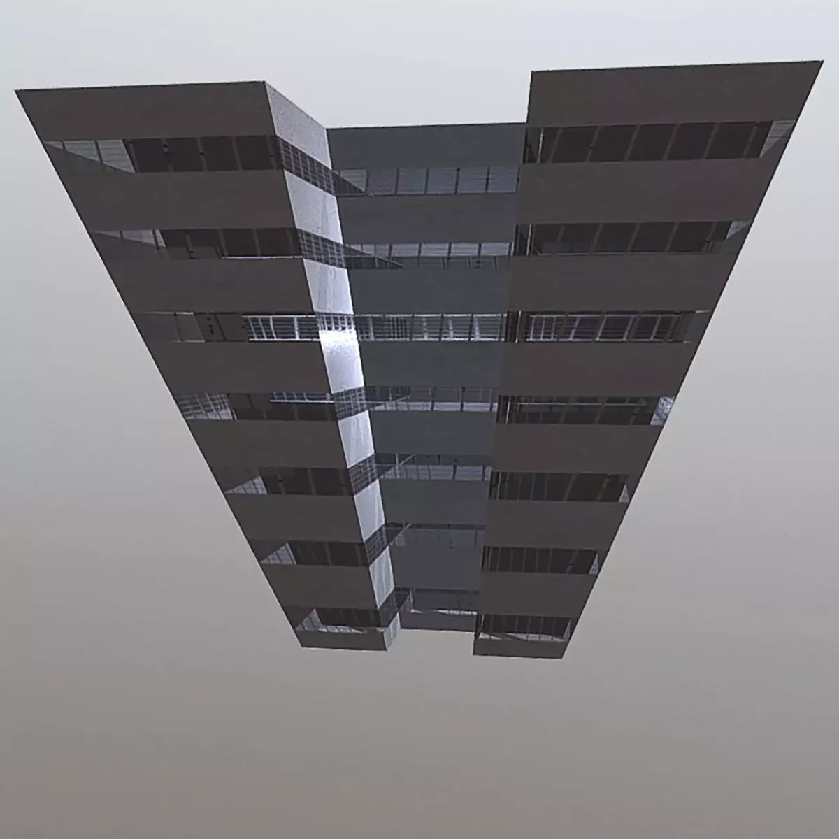 Dystopian Block Building Low-poly 3D model_0