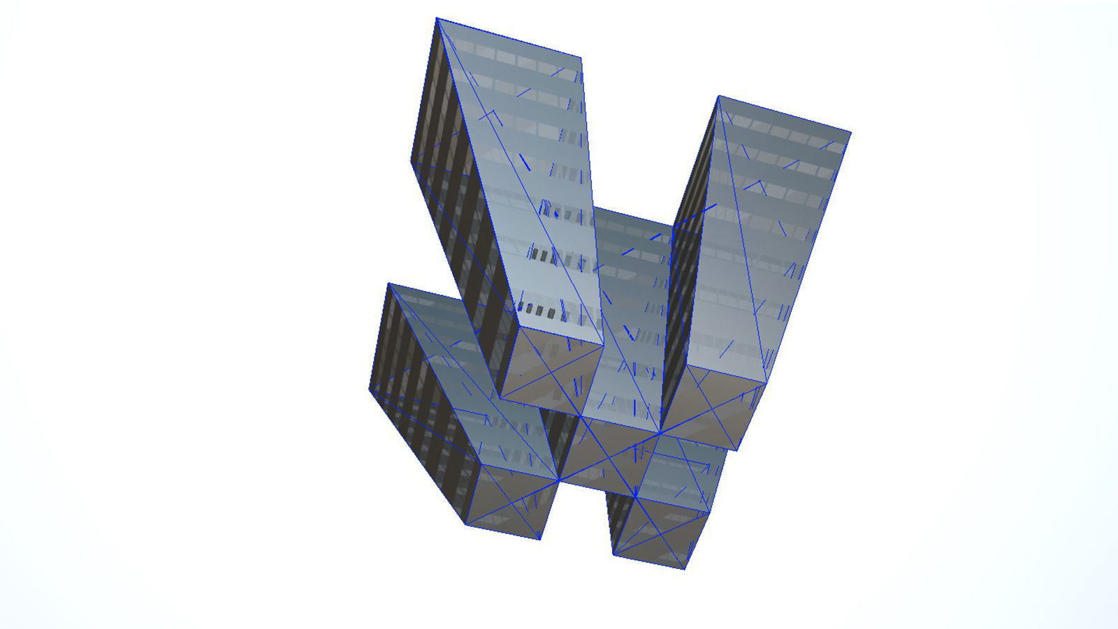 Dystopian Block Building Low-poly 3D model_7