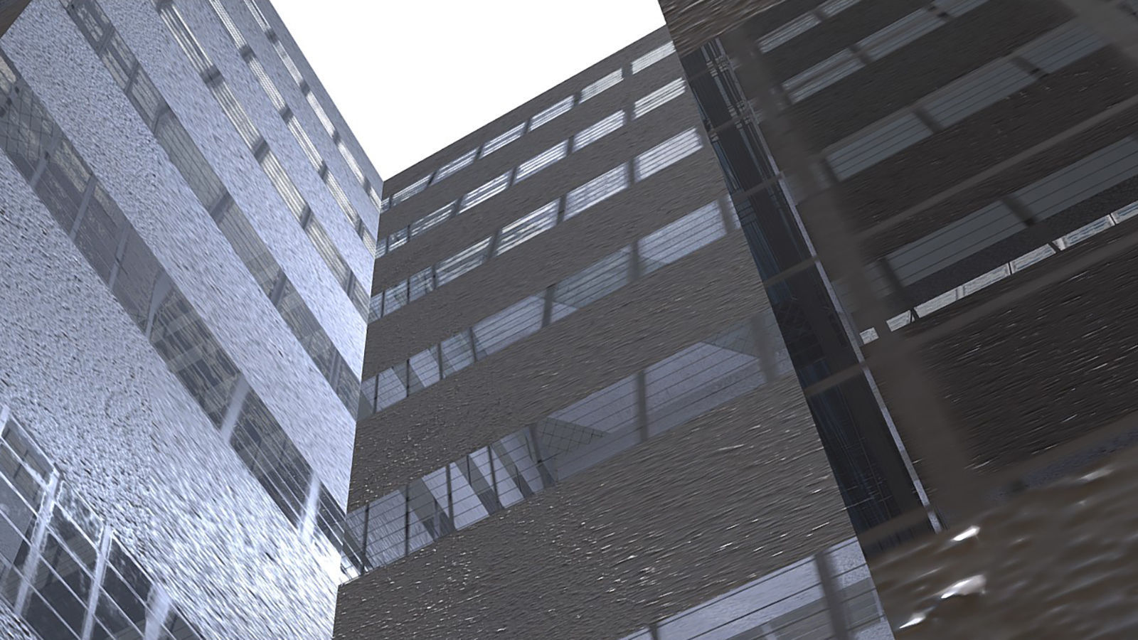 Dystopian Block Building Low-poly 3D model_5