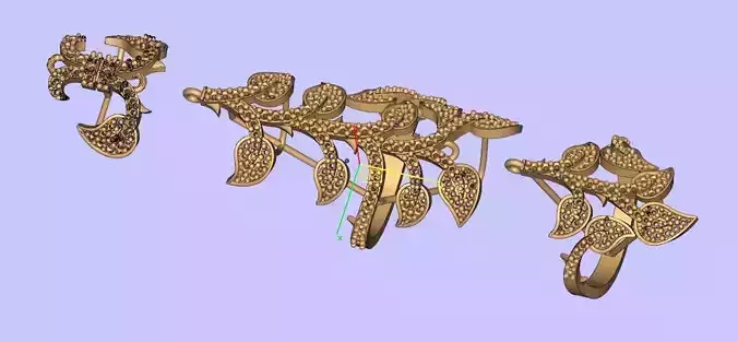 3D MODEL pair of gold earrings
