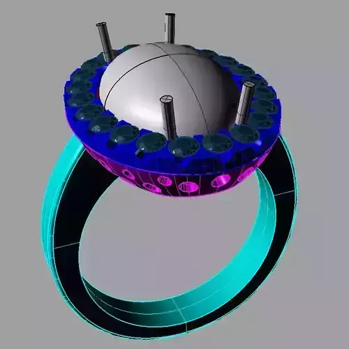 Cabochon Oval  Ring And  Diamond anello per corallo an 203