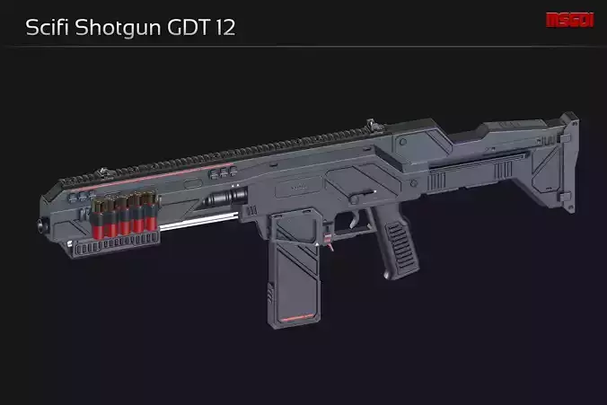 Scifi Shotgun GDT 12 Low-poly 3D model