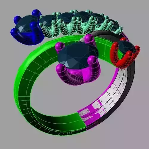 Multi band ring 3D print model anello contrarie an 207 3D print model