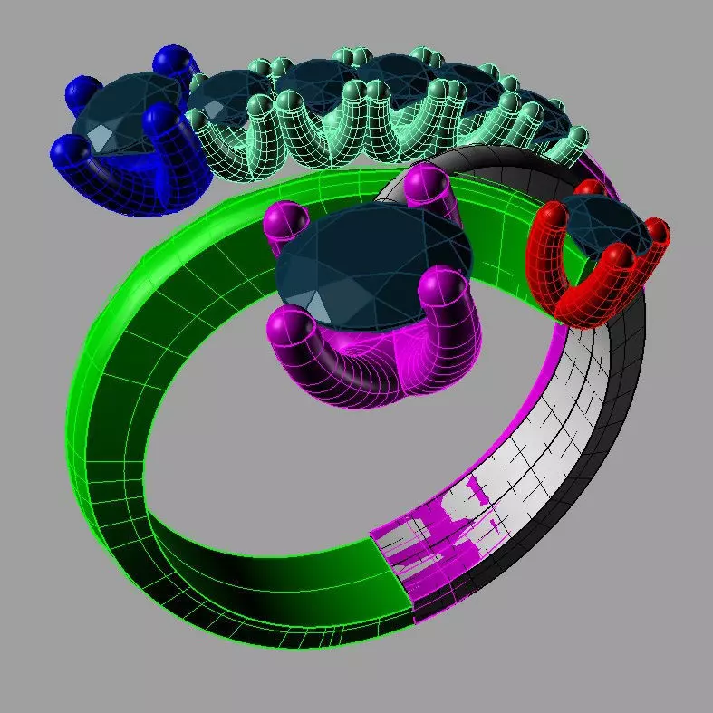 Multi band ring 3D print model anello contrarie an 207 3D print model