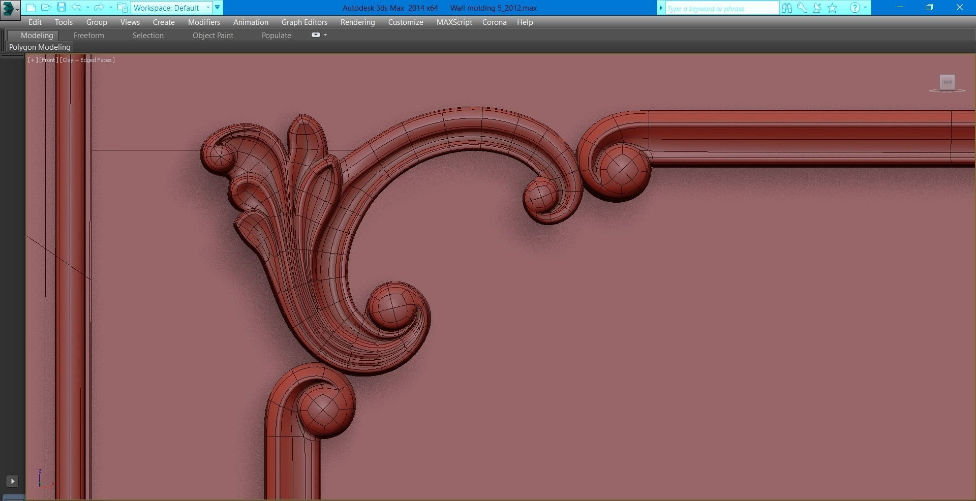 Wall molding 5  Boiserie classic panels Low-poly 3D model_21