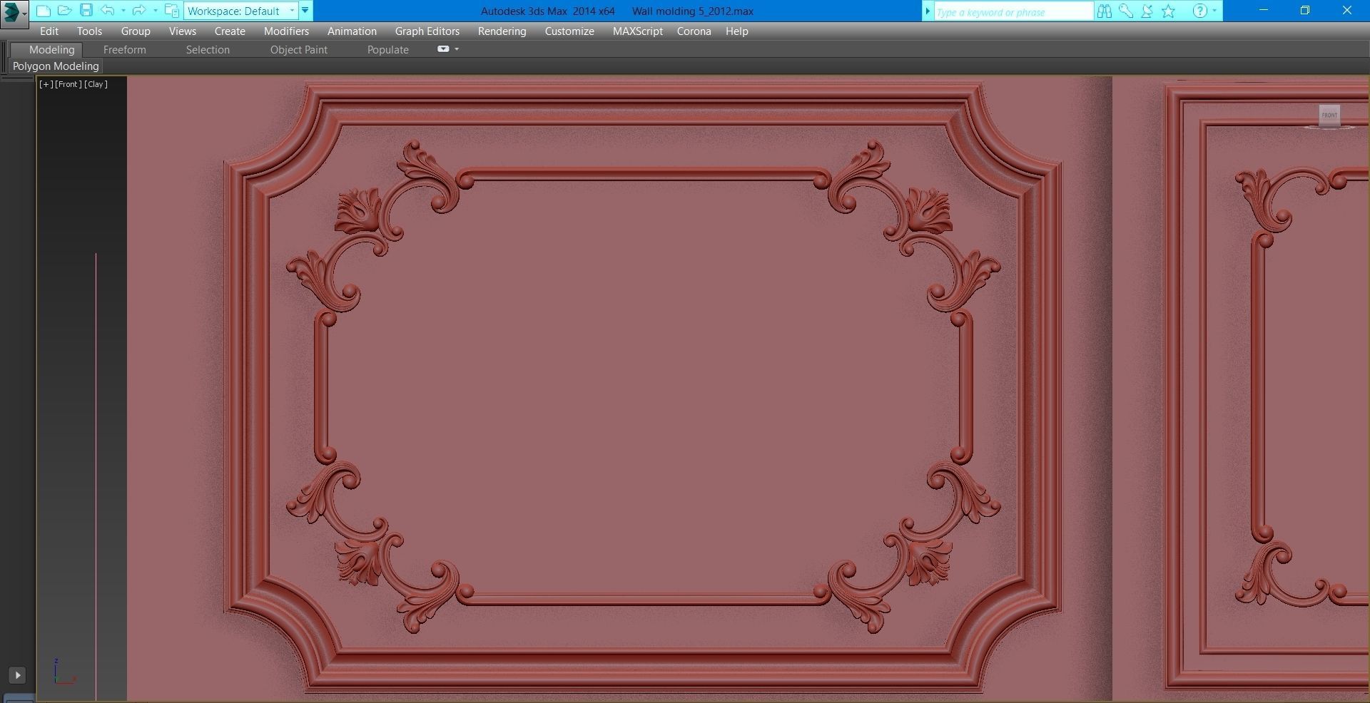 Wall molding 5  Boiserie classic panels Low-poly 3D model_16