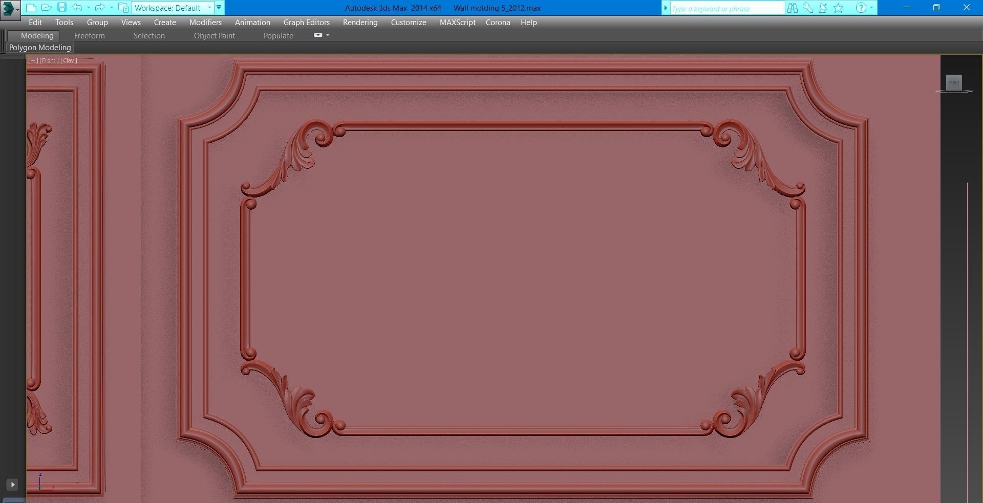 Wall molding 5  Boiserie classic panels Low-poly 3D model_18