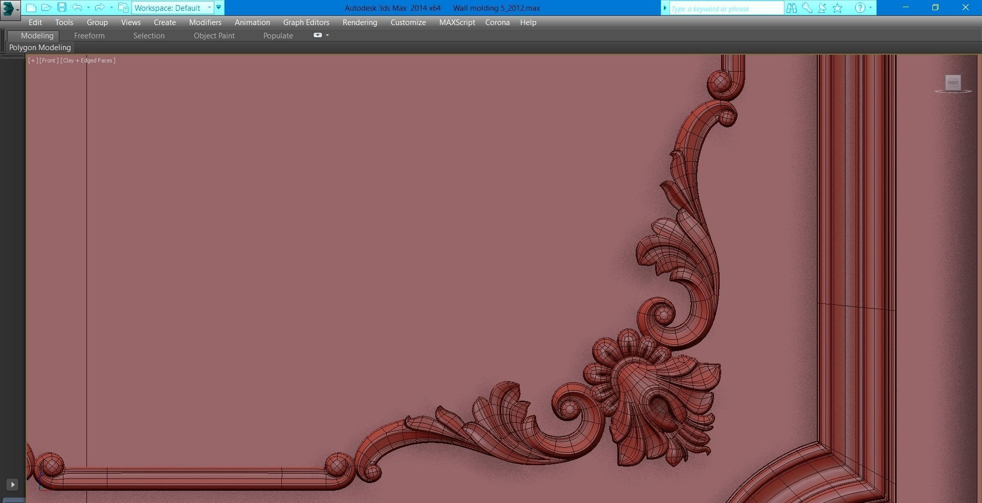 Wall molding 5  Boiserie classic panels Low-poly 3D model_24