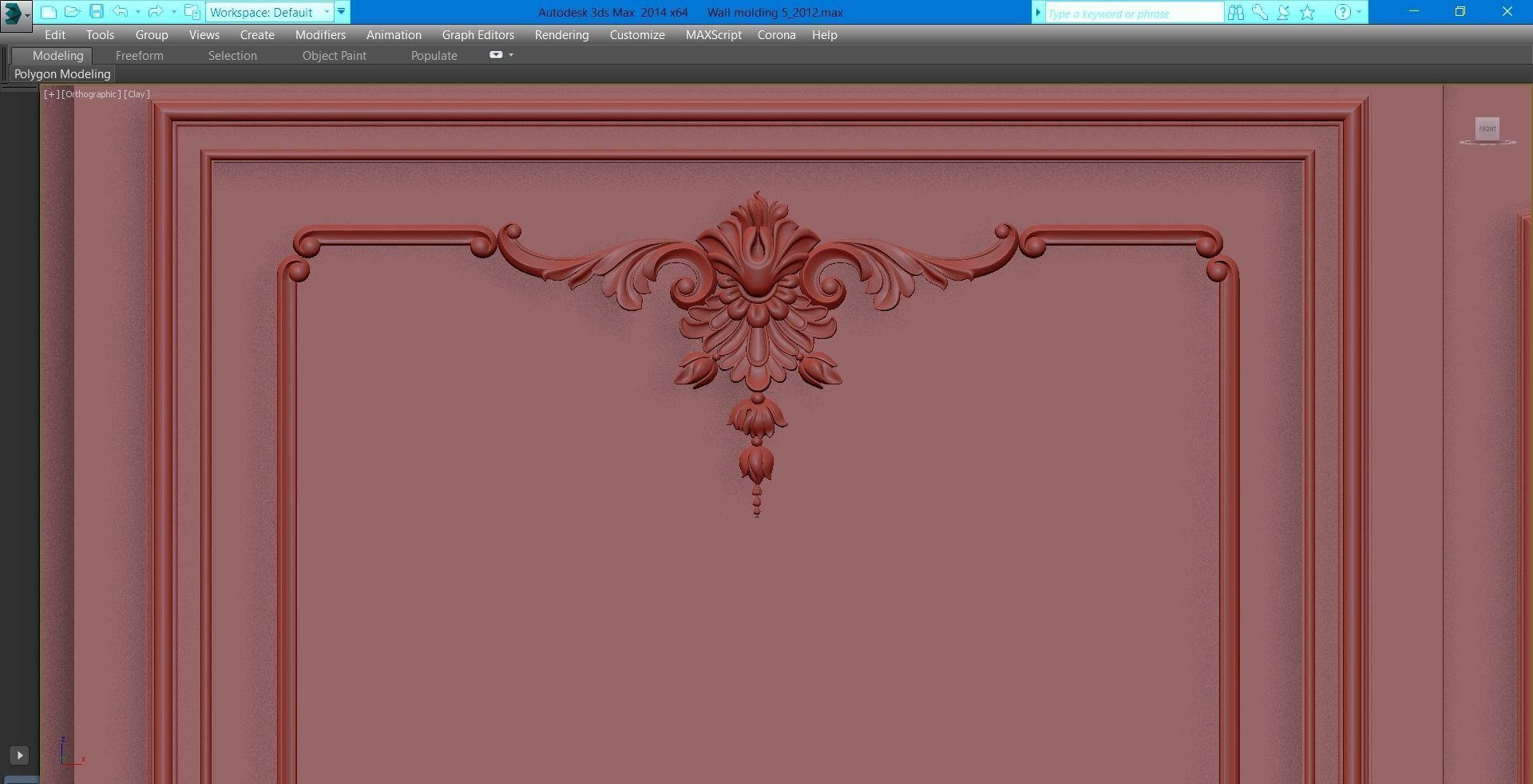 Wall molding 5  Boiserie classic panels Low-poly 3D model_14