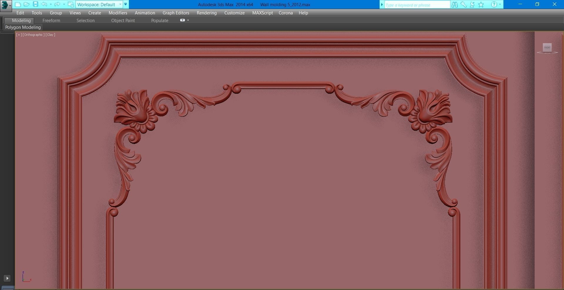 Wall molding 5  Boiserie classic panels Low-poly 3D model_15