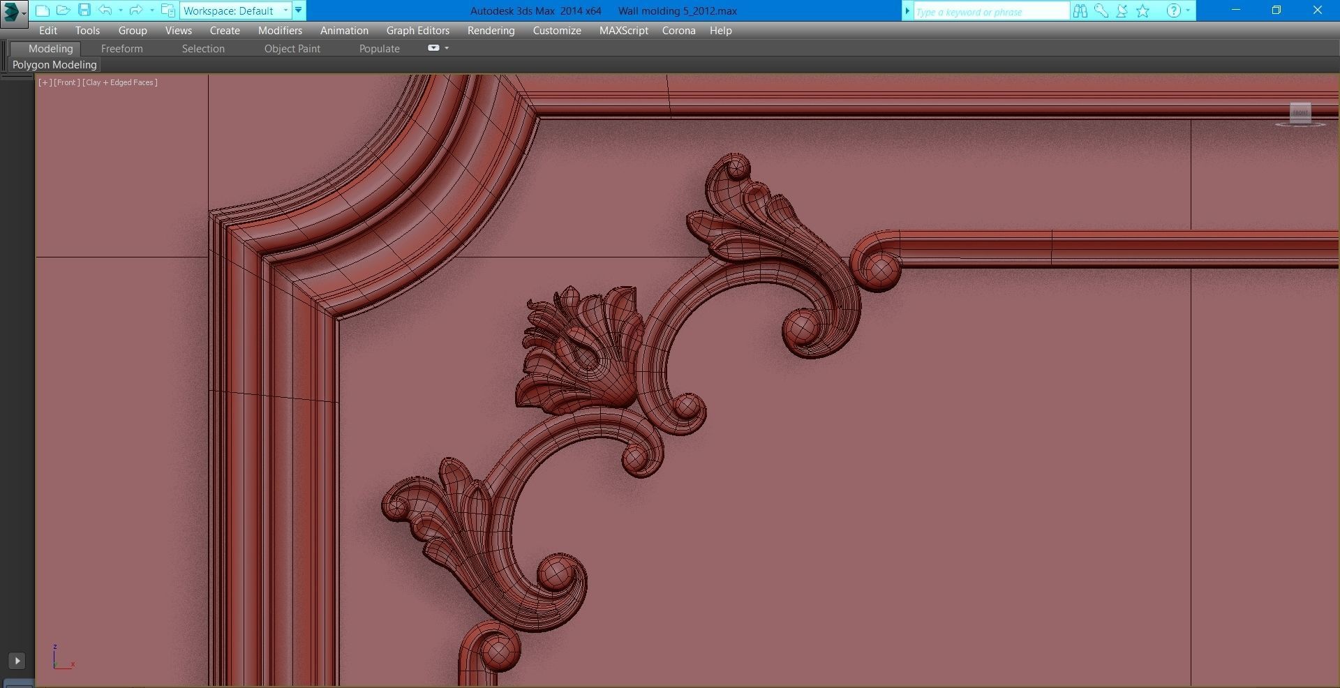 Wall molding 5  Boiserie classic panels Low-poly 3D model_23