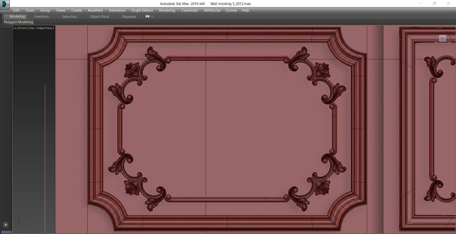 Wall molding 5  Boiserie classic panels Low-poly 3D model_22