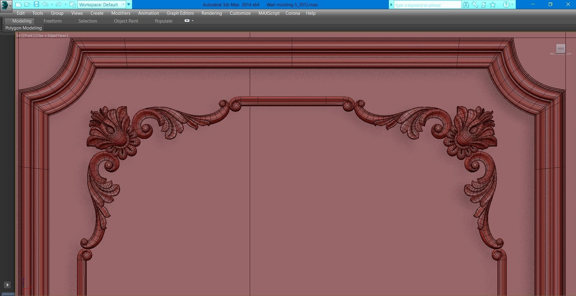 Wall molding 5  Boiserie classic panels Low-poly 3D model_10