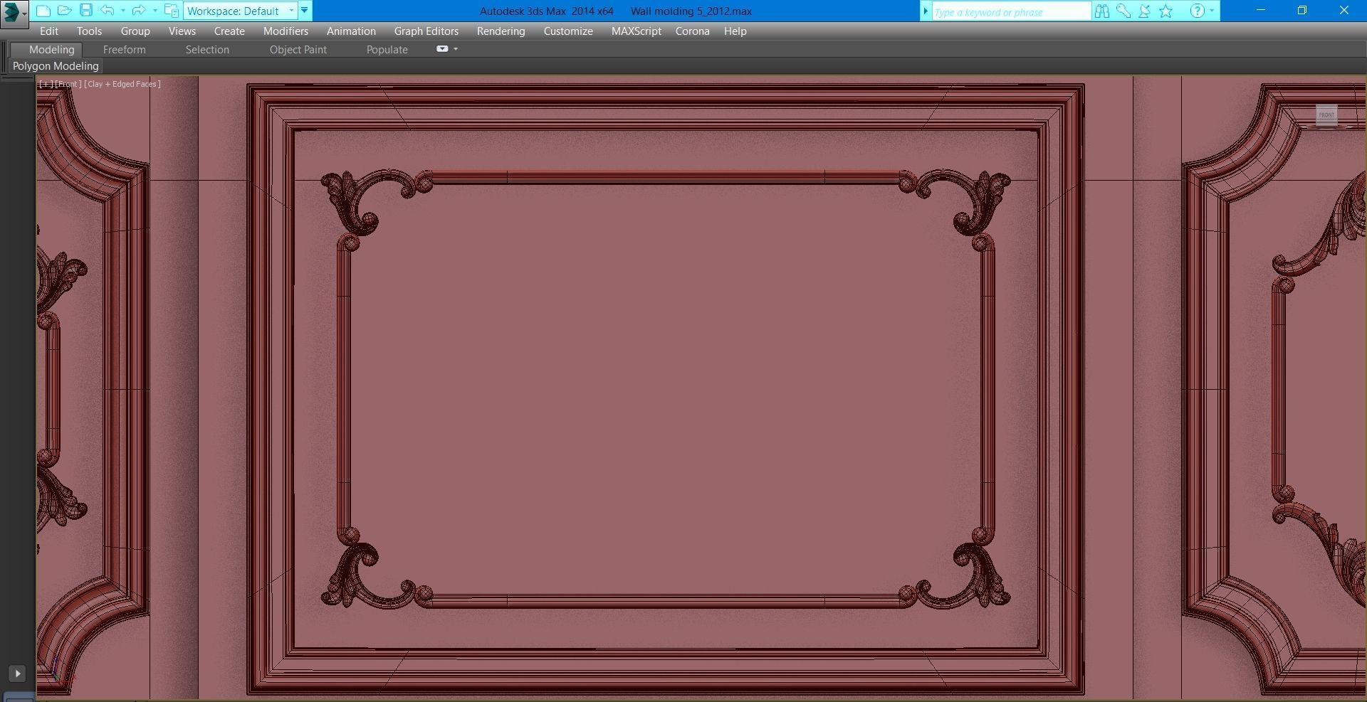 Wall molding 5  Boiserie classic panels Low-poly 3D model_20