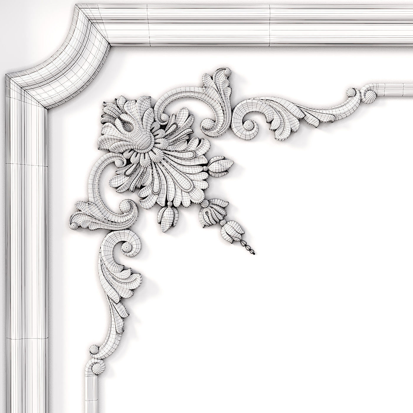 Wall molding 5  Boiserie classic panels Low-poly 3D model_6