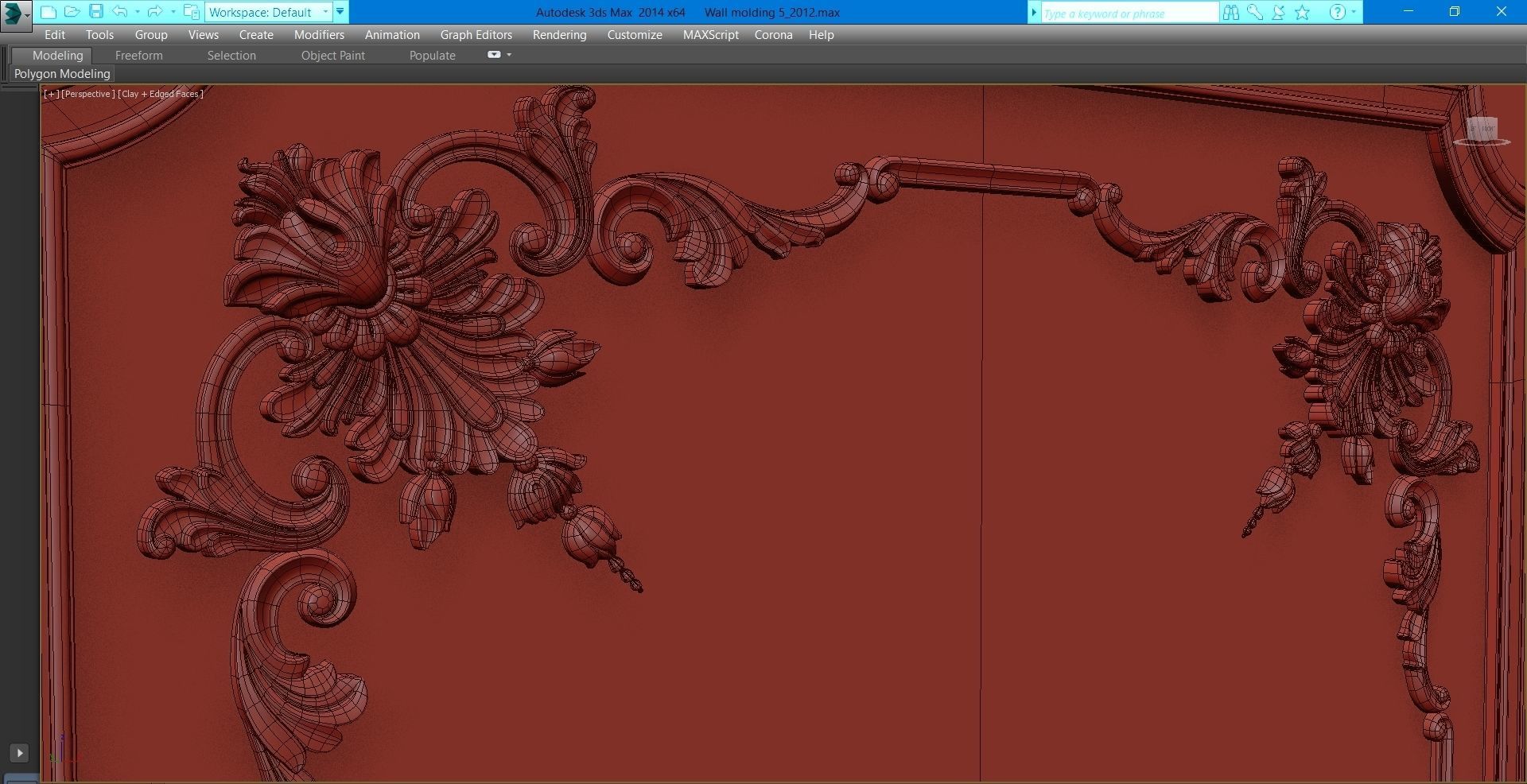 Wall molding 5  Boiserie classic panels Low-poly 3D model_27