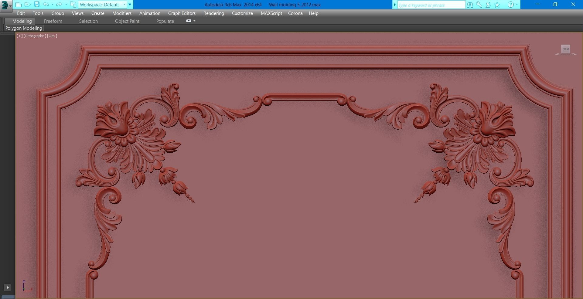 Wall molding 5  Boiserie classic panels Low-poly 3D model_13