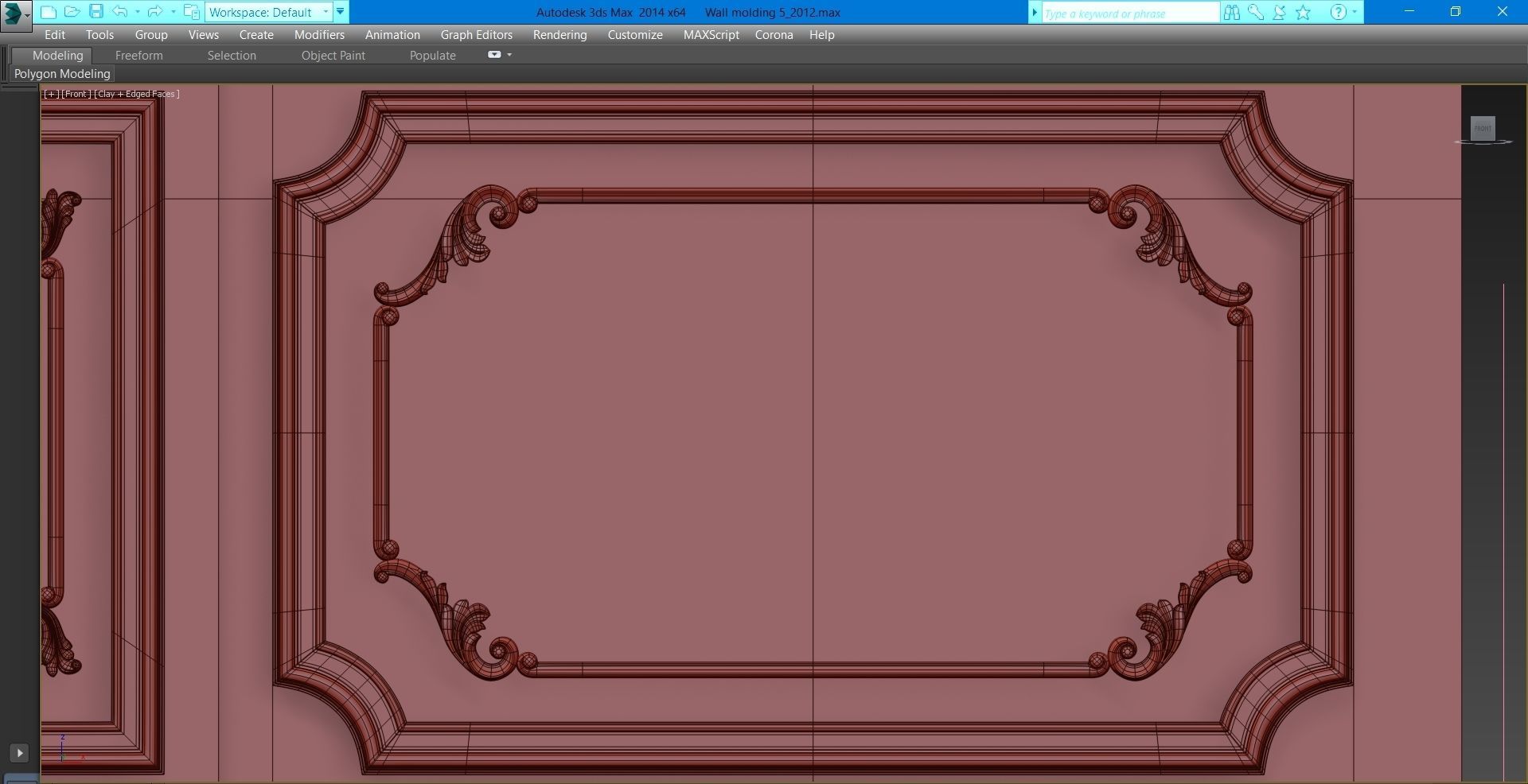 Wall molding 5  Boiserie classic panels Low-poly 3D model_19