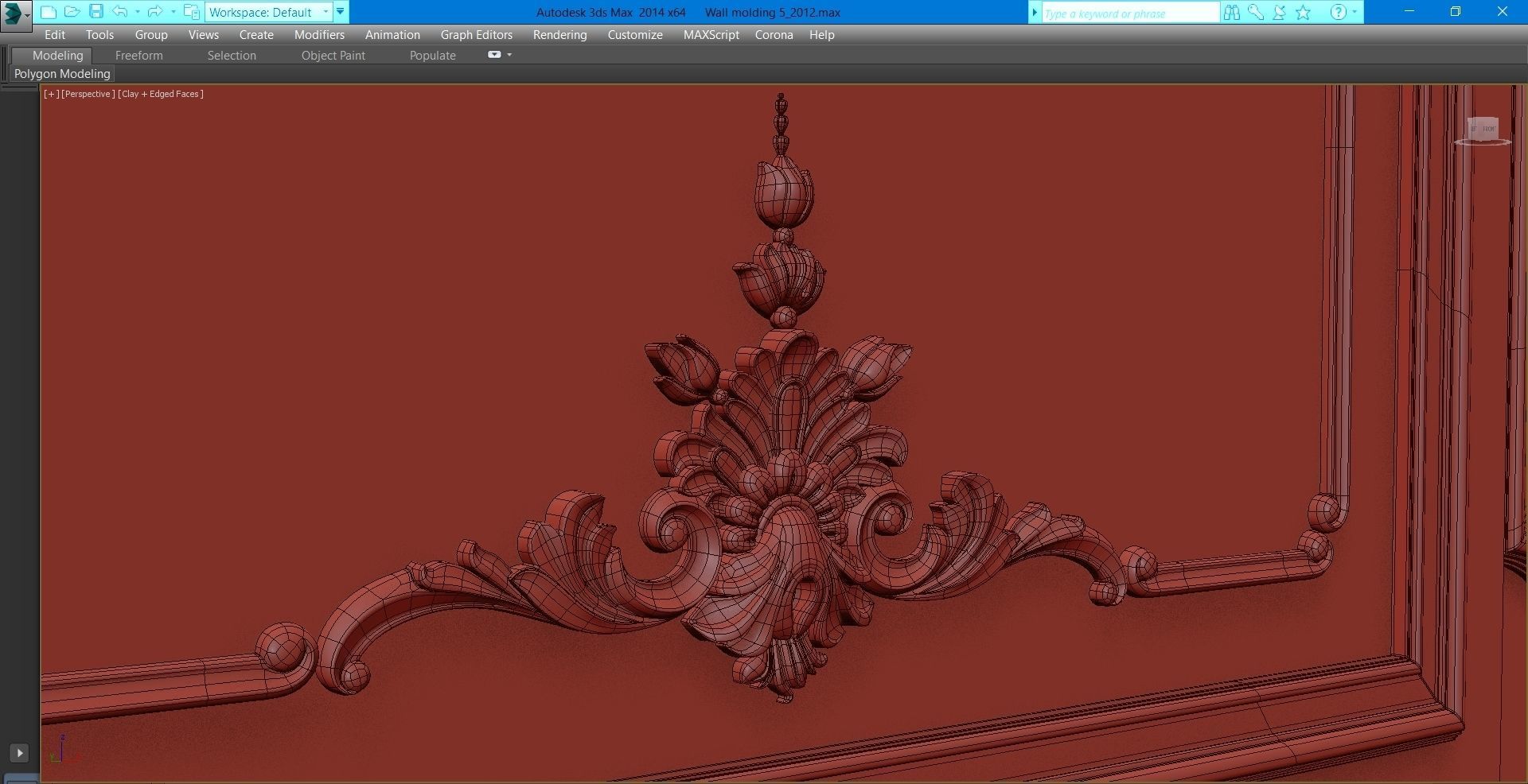 Wall molding 5  Boiserie classic panels Low-poly 3D model_26