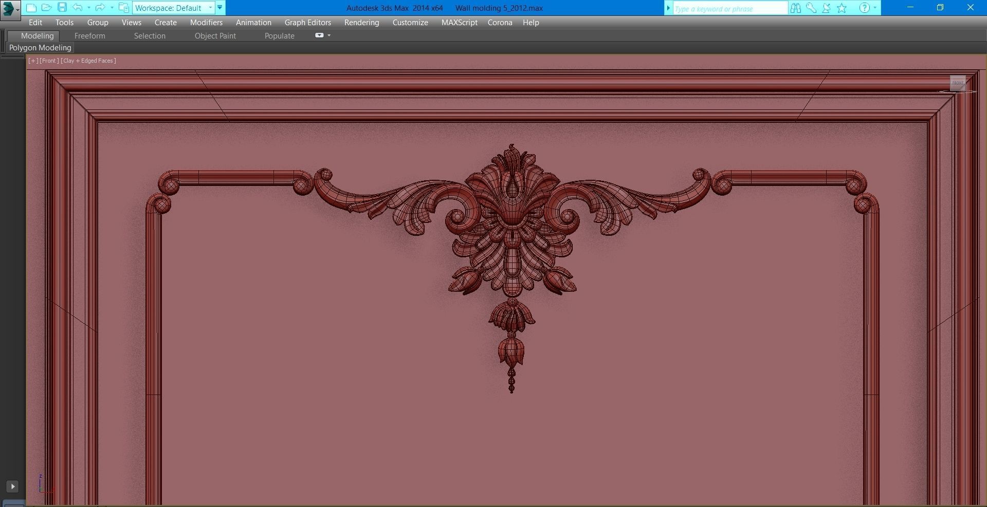 Wall molding 5  Boiserie classic panels Low-poly 3D model_11