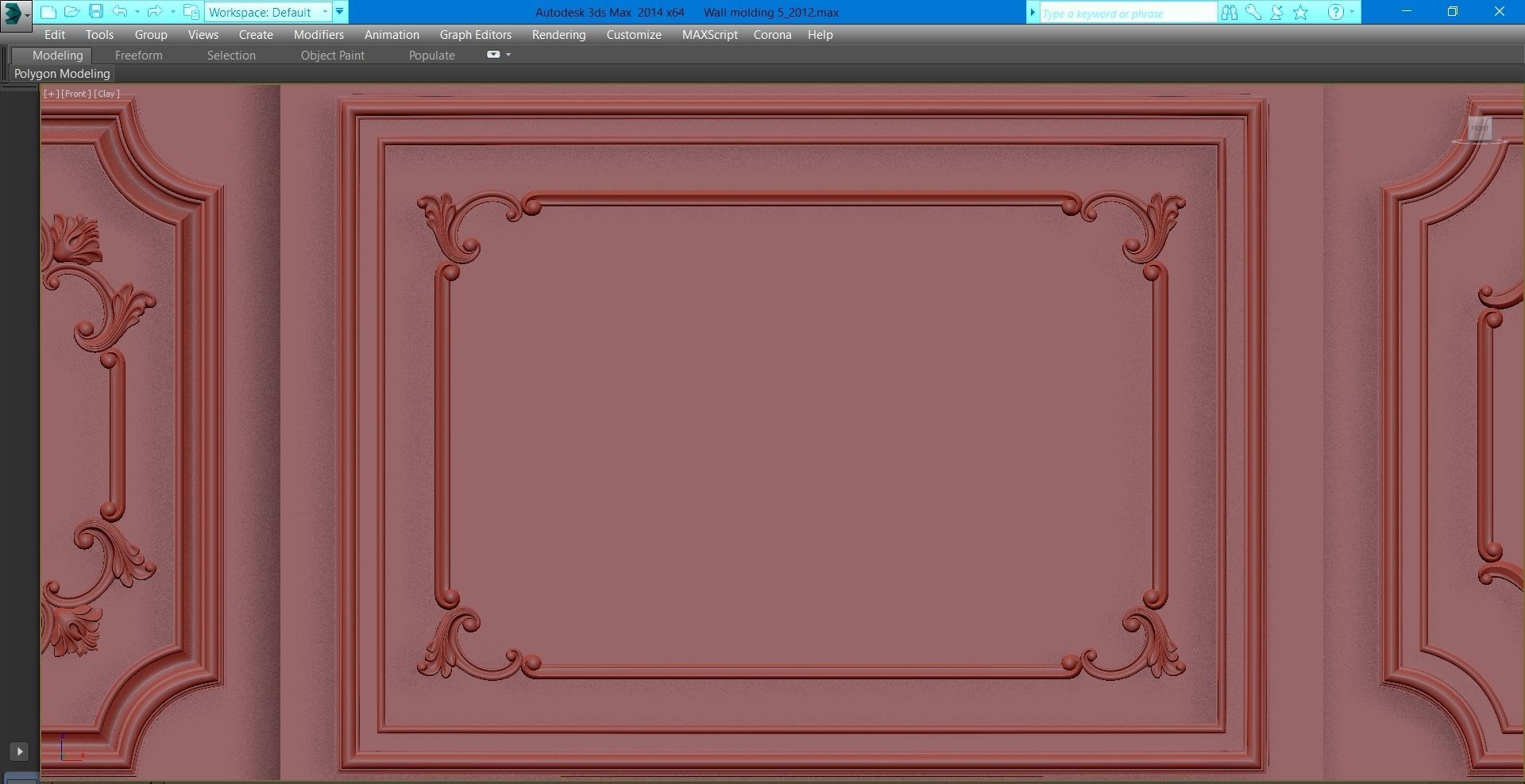 Wall molding 5  Boiserie classic panels Low-poly 3D model_17