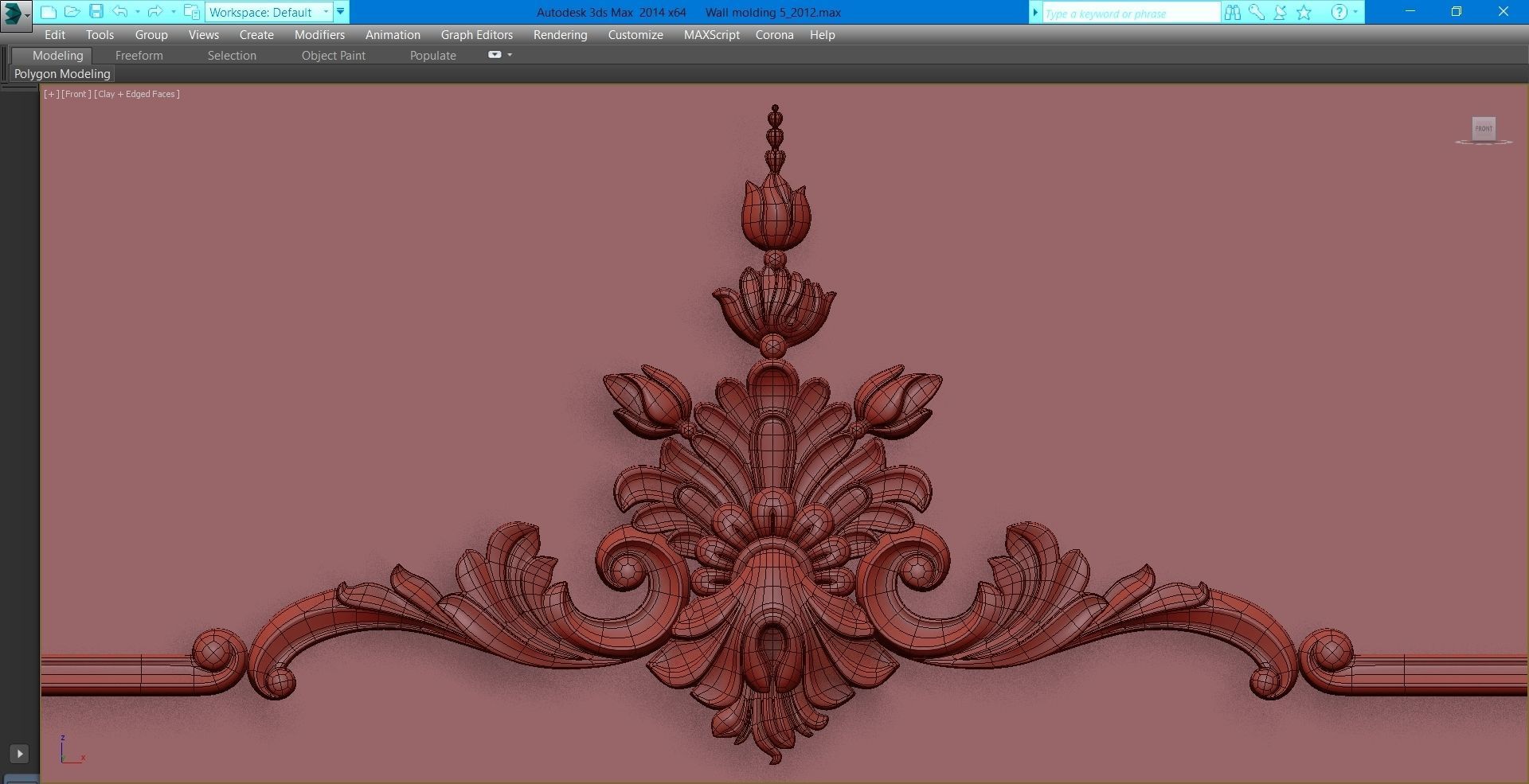 Wall molding 5  Boiserie classic panels Low-poly 3D model_25