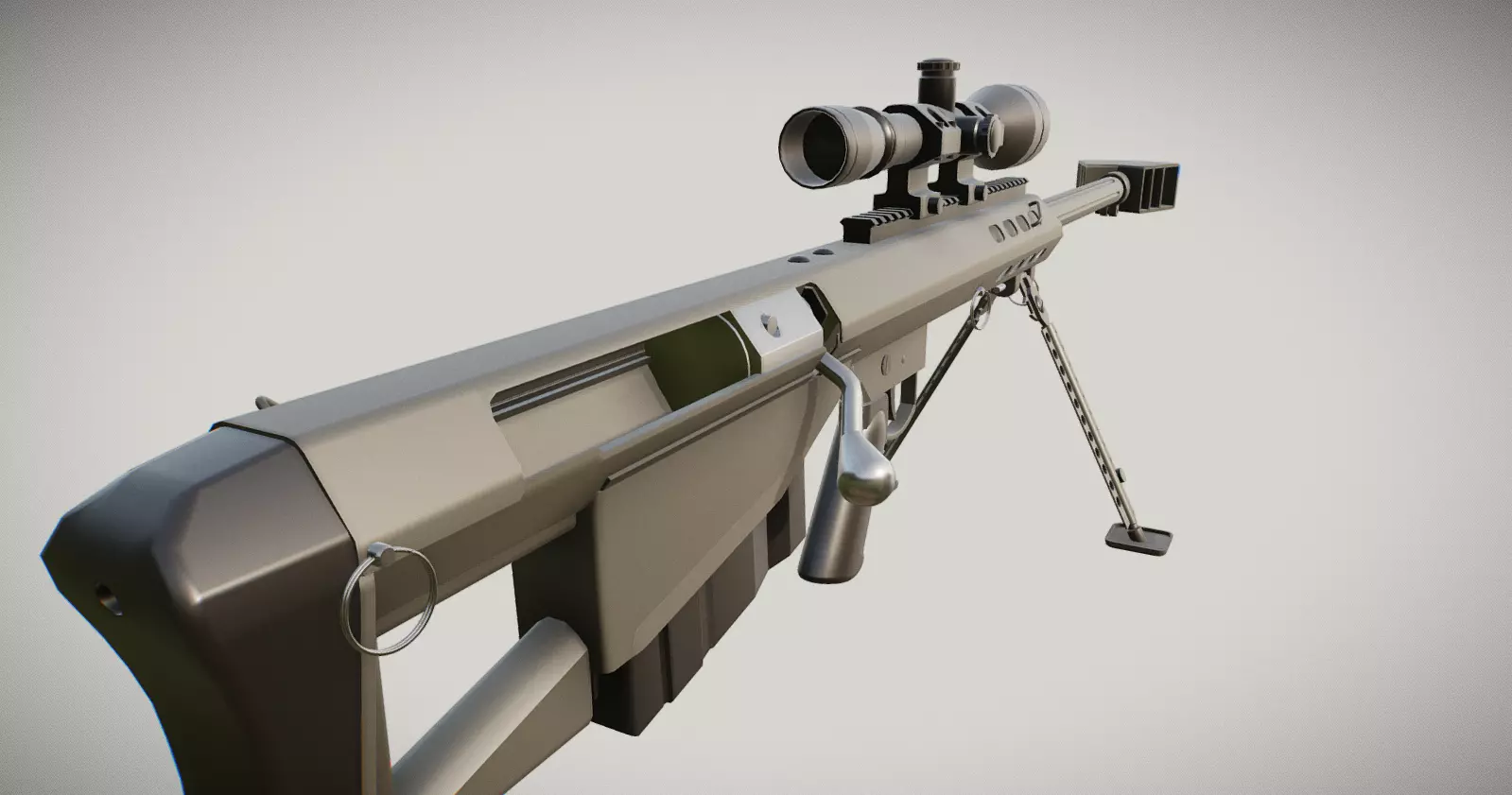 BarretM95 sniper rifle Low-poly 3D model_0