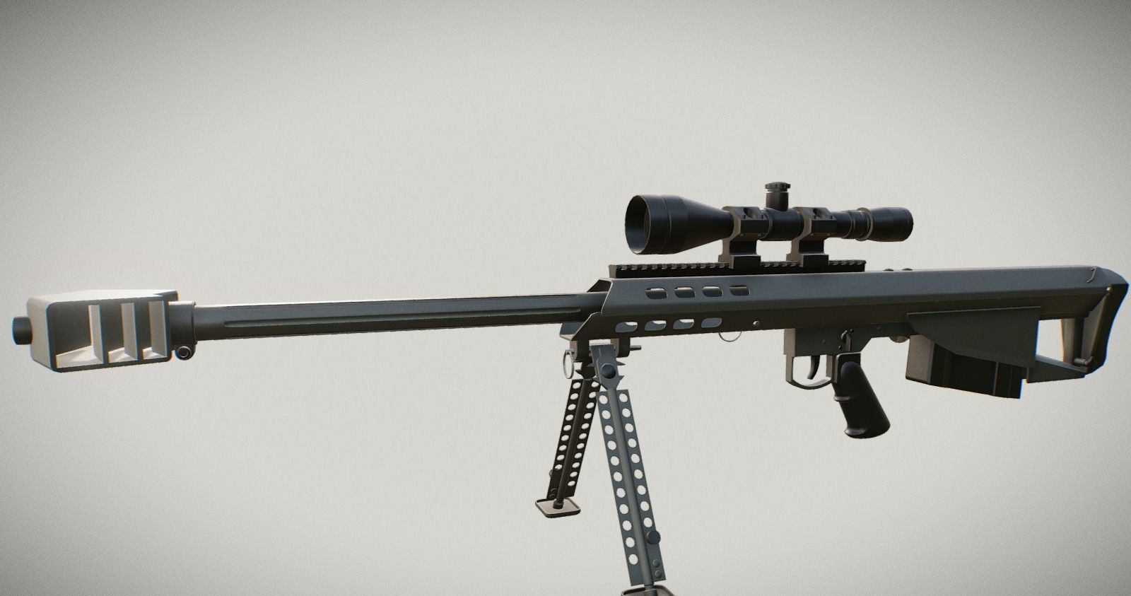 BarretM95 sniper rifle Low-poly 3D model_3