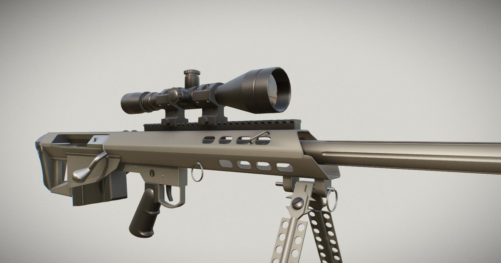 BarretM95 sniper rifle Low-poly 3D model_2