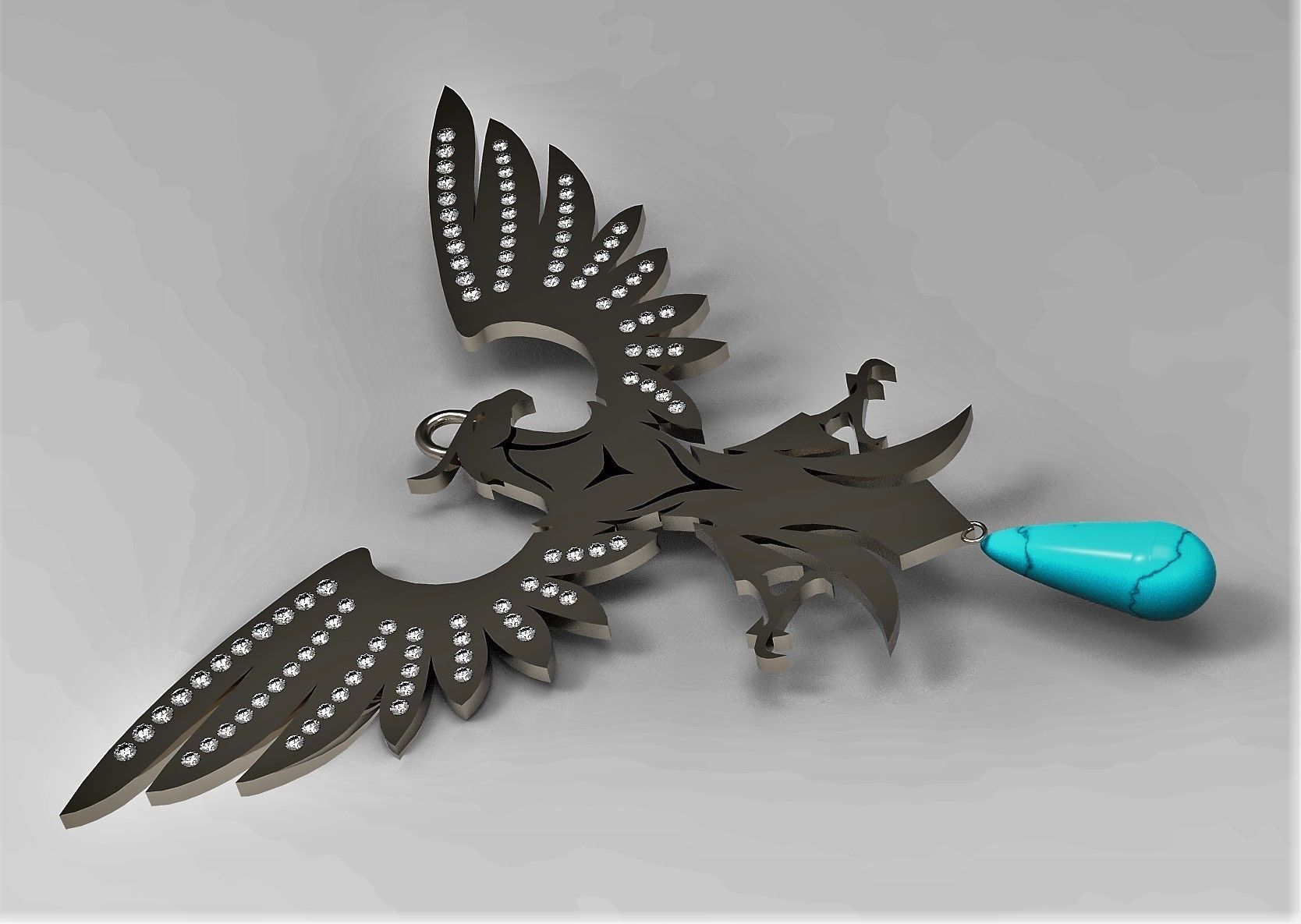 Phoenix Pendant 3D print model_8