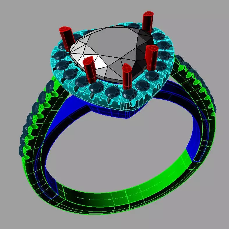 Engagement ring gemstone diamond heart halo anello cuore an 215 3D print model