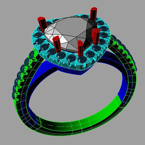 Engagement ring gemstone diamond heart halo anello cuore an 215 3D print model
