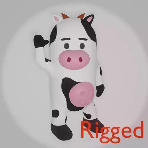 Rigged cartoon cow character