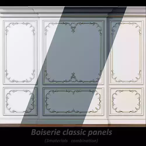 Wall molding 6  Boiserie classic panels Low-poly 3D model