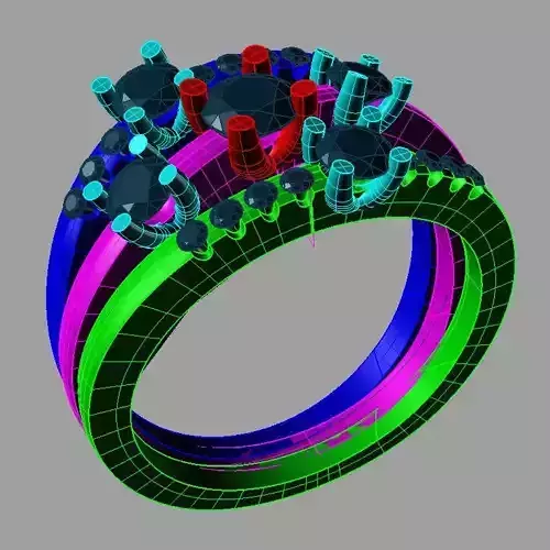 Multi band ring 3D print model anello fascette an 217